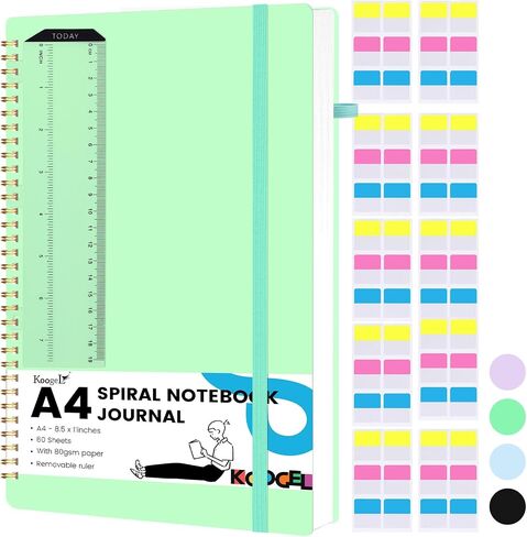 Koogel Spiral Notebook Journal, Ruled Notebook 8.5" x 11" Journaling Notebooks Hardcover Spiral Bound Journals with 120 Pages for Women Men Work School,Black in Saudi Arabia