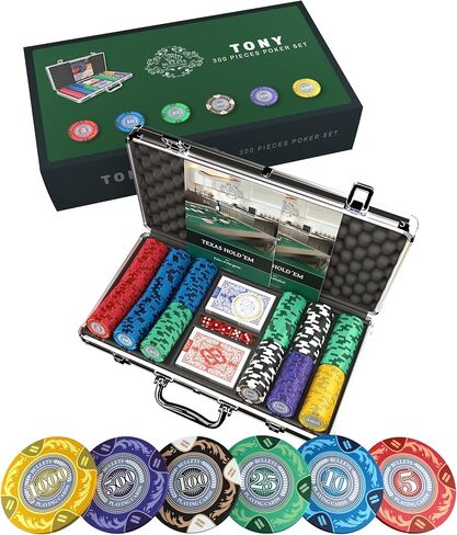 Bullets Playing Cards - Designer Poker Case Carmela - Deluxe Poker Set with 300 Clay Poker Chips, Poker Rules Manual, Dealer Button and Bullets Plastic Poker Cards… in Kuwait