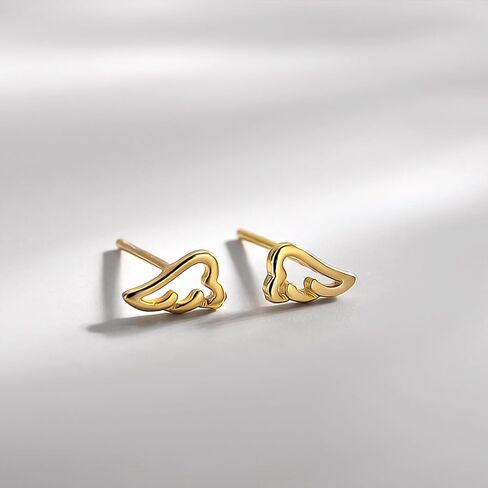 BG&WLing 925 Sterling Silver Angel Wing Stud Earrings Hypoallergenic Small Wings Earring Dainty Minimalis Jewelry Gifts for Women in Saudi Arabia