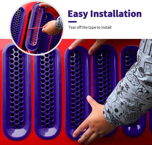 Mesh Grille Grill Insert+Angry Bird Style Headlight Turn Light Cover Trim Fit for 2007-2018 Jeep Wrangler JK JKU(Purple) in Saudi Arabia
