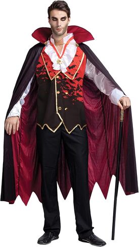أزياء Spooktacular Creations Vampire التنكرية للرجال البالغين مع عباءة مصاصي الدماء وإكسسوارات لأزياء الهالوين in Saudi Arabia