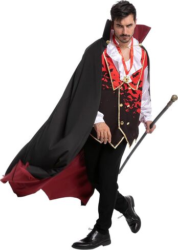 أزياء Spooktacular Creations Vampire التنكرية للرجال البالغين مع عباءة مصاصي الدماء وإكسسوارات لأزياء الهالوين in Saudi Arabia