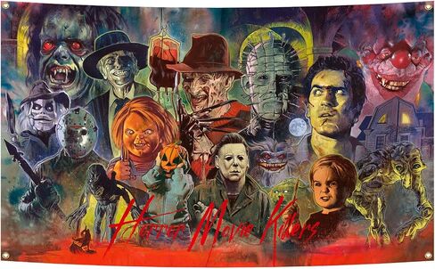 Horror Party Movie Tapestry Classic Scary Movie Character Killers Flag 3x5 FT Funny For Kids Adults Halloween Christmas Decorations in Saudi Arabia