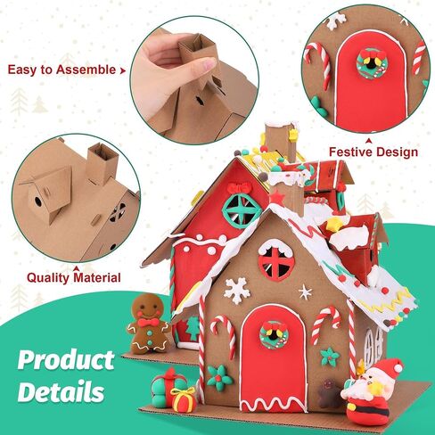 Aneco 70 Pieces Christmas Crafts Kit Christmas Build a Snowman Air Dry Modeling Clay Gingerbread House Christmas Stocking Stuffer Xmas DIY Gift for Christmas Party Favors in Saudi Arabia