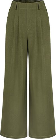 SeSe Code Women's Wide Leg Pants Elastic High Waisted Waffle Knit Casual Slacks Work Business Palazzo Trousers with Pockets in Saudi Arabia