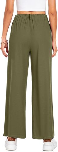 SeSe Code Women's Wide Leg Pants Elastic High Waisted Waffle Knit Casual Slacks Work Business Palazzo Trousers with Pockets in Saudi Arabia