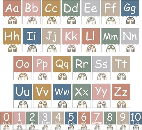 36Pcs Greenery Alphabet and Number Bulletin Board Set Eucalyptus Educational Preschool Cards ABC Letters 0-10 Number Posters for Kids Kindergarten Classroom Wall Decoration Supplies in Saudi Arabia