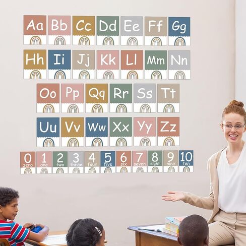 36Pcs Greenery Alphabet and Number Bulletin Board Set Eucalyptus Educational Preschool Cards ABC Letters 0-10 Number Posters for Kids Kindergarten Classroom Wall Decoration Supplies in Saudi Arabia