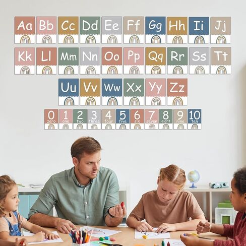 36Pcs Greenery Alphabet and Number Bulletin Board Set Eucalyptus Educational Preschool Cards ABC Letters 0-10 Number Posters for Kids Kindergarten Classroom Wall Decoration Supplies in Saudi Arabia