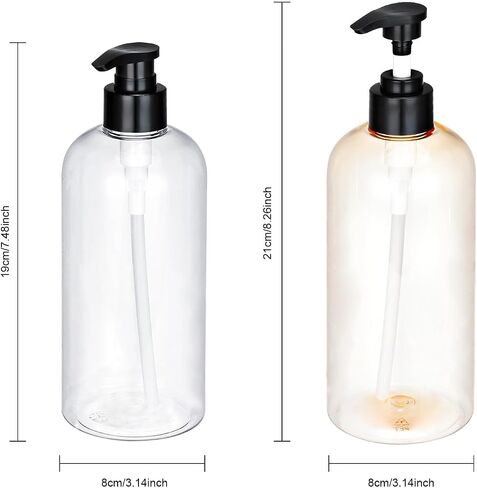 Plastic Pump Bottles Dispenser 16oz/500ml Colorful Clear Plastic Bottles 3 Pack Empty Refillable Pump Bottle for Body Wash, Liquid Soap, Massage Oil in Saudi Arabia
