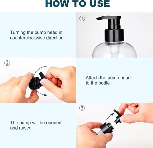 Plastic Pump Bottles Dispenser 16oz/500ml Colorful Clear Plastic Bottles 3 Pack Empty Refillable Pump Bottle for Body Wash, Liquid Soap, Massage Oil in Saudi Arabia