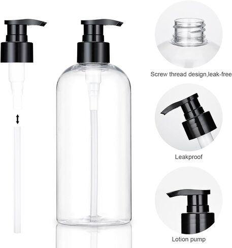 Plastic Pump Bottles Dispenser 16oz/500ml Colorful Clear Plastic Bottles 3 Pack Empty Refillable Pump Bottle for Body Wash, Liquid Soap, Massage Oil in Saudi Arabia