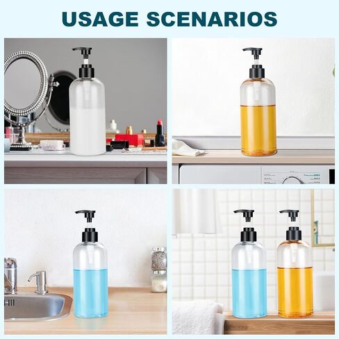 Plastic Pump Bottles Dispenser 16oz/500ml Colorful Clear Plastic Bottles 3 Pack Empty Refillable Pump Bottle for Body Wash, Liquid Soap, Massage Oil in Saudi Arabia