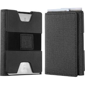 Minimalist Wallet for Men, Metal Rfid Blocking Card Case, Slim Tri-fold Wallet, Magnetic Card Holder, 15 Cards Capacitiy, Front Pocket Wallet with Cash Slot, Carbon Fiber