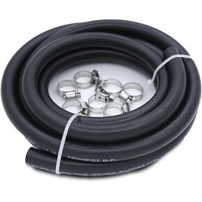 3/8 Inch Fuel Line Hose - 3/8 ID Fuel Injection Hose 300 PSI Perfect for Automotive Coolant, Power Steering Return, and Transmission Cooling Systems | 10FT Length | 10 Clamps Included