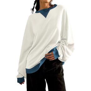 VUTRU Women Striped Oversized Sweatshirt Crewneck Long Sleeve Shirts Hoodies Casual Loose Pullover Top 2024 Fall Clothes