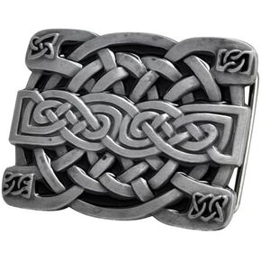 Buckle Rage Men's Celtic Endless Knot Braided Art Design Belt Buckle Black