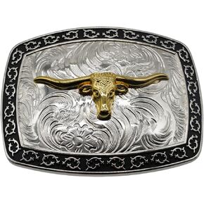 WMG Bull Head Cowboy Rodeo Western Large Longhorn Gold Tone Cowboy Bull Unisex Fashion Belt Buckle