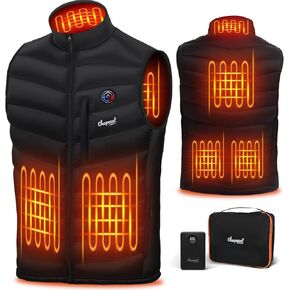 Men's Heated Vest with 14400mAh Battery, 6 Heating Zones Rechargeable Electric Vests with Carry Bag and Laundry Bag