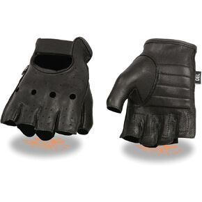 Milwaukee Motorcycle Riding Leather American Deer Skin Fingerless Gloves (Large)