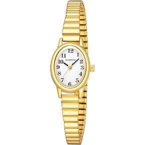 JIANDUN Petite Women's Easy Reader Glod Watch, Analog Women Watch with Stainless Steel Expansion Band, Water Resistant