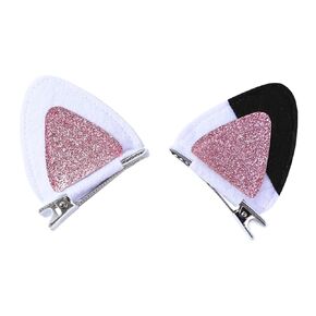 White Cat Ears Hair Clips for Girls Toddler Cute Glitter Halloween Costume Accessories Cartoon Dress Up Dollhouse Birthday Party Supplies Gift 1 Count (Pack of 2)