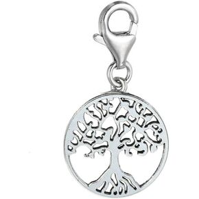 Sexy Sparkles Family Tree Charm – Clip-On Lobster Clasp, Zinc Alloy Charm for Link Chain Bracelets, Charm Size 32mm x 25mm