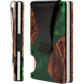 Carbon Fiber Minimalist Wallet for Men Credit Card Holder Money Clip & Cash Strap Slim RFID Mens Wallets