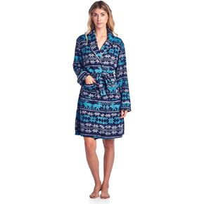 Ashford & Brooks Women's Sweater Fleece Printed Lounge Robe