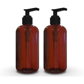 BRIGHTFROM Plastic Bottles with Pump Dispenser, 8 OZ Empty, BPA Free Refillable Containers for Body Wash, Moisturizer, Face Cream, Liquid Soap - Clear/White - 2 Pack