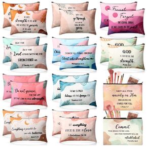 24 Pcs Christian Makeup Bag Bible Cosmetic Bags Inspirational Bible Verse Toiletry Pouches Canvas Motivational Bag with Zipper for women Organize Cosmetics Toiletries Stationery(Floral)