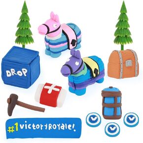 13Pcs Video Game Cake Toppers,Handmade Soft Clay Llama Battle Royale Cake Decoration for Fans Video Game Theme Party Decorations