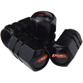 (Set of 4) RS Metal Auto Tire Valve Stem Cap Cover with Resin Emblem Trim for Chevy Impala Cobalt Camaro RS