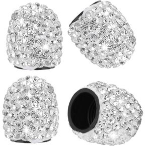 4 PCS Bling Valve Stem Caps Crystal Diamond Tire Stem Valve Caps Tire Valve Caps Universal Tire Valve Stem Covers Rhinestone Tire Valve Caps for Cars Bikes Motorcycles (White)