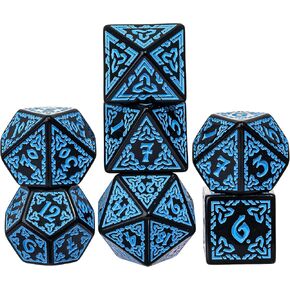 7 Pcs Dice DND, Celtic Knot Polyhedral Dice Set D&D Dice w/Dice Bag for Dungeons and Dragons Role Playing Dice Games RPGs (Black Green)