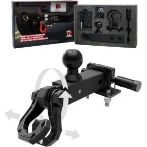 Rotatable Split Shackle Trailer Hitch Receiver & 2-Inch Ball Mount, 3/4" Jowl Split Shackle with 2" Towing Ball Mounts, 23T/50706Lbs Break Strength Heavy Duty Towing Recovery Hitch, Blackgreen