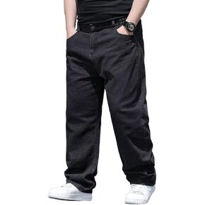 Baggy Jeans Men Relaxed Fit Straight Wide Leg Long Denim Pants Casual Work Hip Hop Jeans Trousers