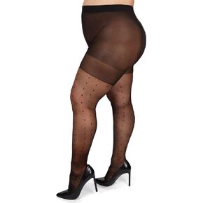 MeMoi Women's Pindot Sheer Curvy Control Top Tights