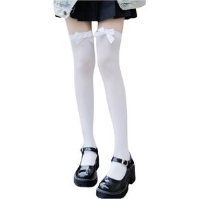 SweatyRocks Women's Thigh High Bowknot See Through Mesh Stockings Tights