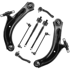 8pc Front Lower Control Arms Suspension Kit Fit for Nissan Sentra 2007 2008 2009 2010 2011 2012 with Ball Joints Sway Bar Links Inner Outer Tie Rod Ends