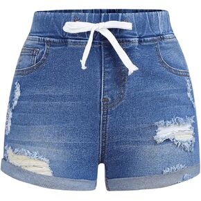 Milumia Girl's Ripped Raw Trim Denim Shorts Cutout High Waist Stretchy Short Jeans