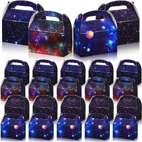 Nezyo 24 Pcs Space Gift Boxes Small Galaxy Gable Boxes Space Party Favor Bags Solar System Planet Box Cardboard Gift Candy Goodie Boxes for Space Theme Christmas Birthday Gifts(Galaxy and Space)