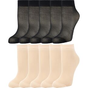 10 Pairs Women's Soft Pantyhose Sheer Ankle High Socks Hosiery