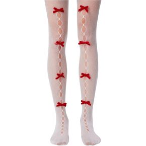 Verdusa Women's Bow Fishnet Tights Mesh Sheer Stockings Pantyhose