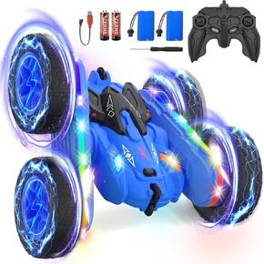 Remote Control Car,2.4Ghz RC Stunt Car with Light Strip,4WD Off Road RC Crawler,Double Sided Hand Remote Control Car 360° Rotating Recharge RC Stunt Car Toy for Boys Girls 6-14 Birthday (Purple)