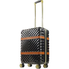 Concept One Christian Siriano New York 3 Piece Set Rolling Luggage, Stella Hardshell Suitcase with Spinner Wheels, 22, 25, and 29 Inch, Black