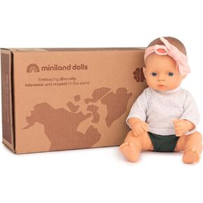 Miniland Doll Gift Box Baby Doll Caucasian Girl 12 5/8'' + Forest Outfit - Made in Spain, Gift, Quality, Inclusion, Diversity