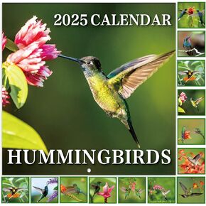 2025 Wall Calendar - Calendar 2025, Jan. 2025 - Dec. 2025, Hummingbirds Calendar 2025,12" x 24" 2025 Wall Calendar (open),Calendars with Unruled Blocks, Thick Paper - Hummingbirds