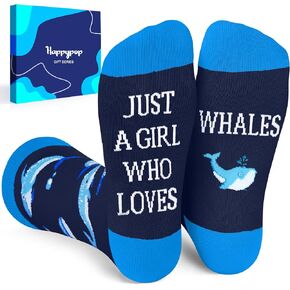 HAPPYPOP Whale Gifts for Women Girls - Crazy Whale Socks Ocean Gifts, Sea Animal Socks for Teens