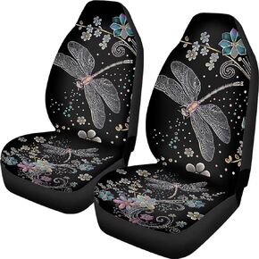 Brosoneto Colorful Heart Dog Paw Print Car Seat Covers Full Set of 2, Cloth Seat for Auto Front Seats, Black Bucket Seat Covers for Cars Washable and Breathable Car Accessories for Sedan Truck SUV